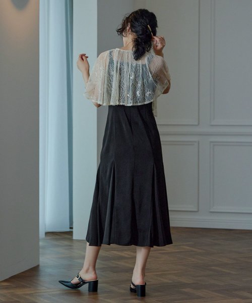 niana ニアナ 結婚式 ワンピース パーティードレス レース ケープ フレア ショート丈 キャミワンピ マーメイドスカート セット ドレス ボレロ ブラウス ニアナ ポリエステル100% 37cm