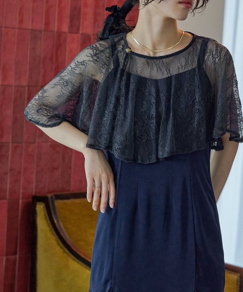 niana ニアナ 結婚式 ワンピース パーティードレス レース ケープ フレア ショート丈 キャミワンピ マーメイドスカート セット ドレス ボレロ ブラウス ニアナ ポリエステル100% 37cm