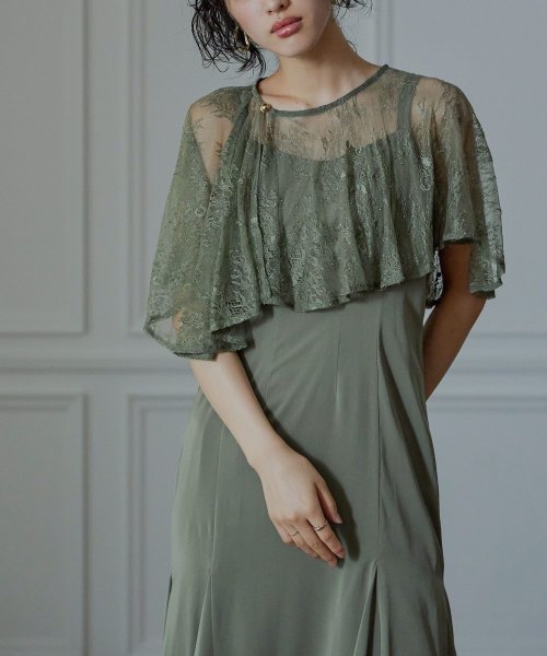 niana ニアナ 結婚式 ワンピース パーティードレス レース ケープ フレア ショート丈 キャミワンピ マーメイドスカート セット ドレス ボレロ ブラウス ニアナ ポリエステル100% 37cm