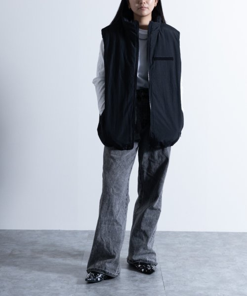 Nylaus(ナイラス)/Washed Nylon Super Loose Padded Military Vest / ワッシャーナイロン スーパールーズ フェイクダウン ミリタリーベ/img16