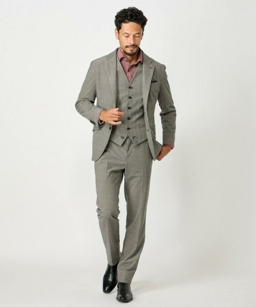 トリコットコーデュロイ千鳥格子プリントテーラードジャケット＜セットアップ対応＞ 