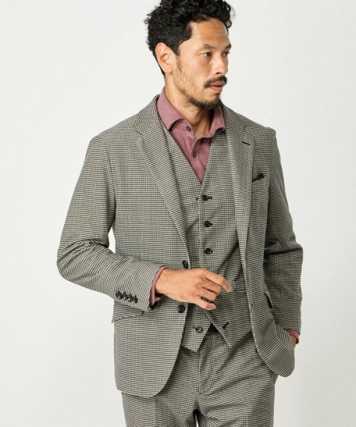 トリコットコーデュロイ千鳥格子プリントテーラードジャケット＜セットアップ対応＞ 