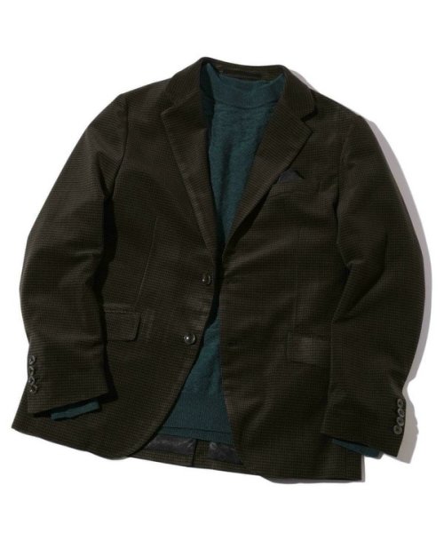 トリコットコーデュロイ千鳥格子プリントテーラードジャケット＜セットアップ対応＞ 