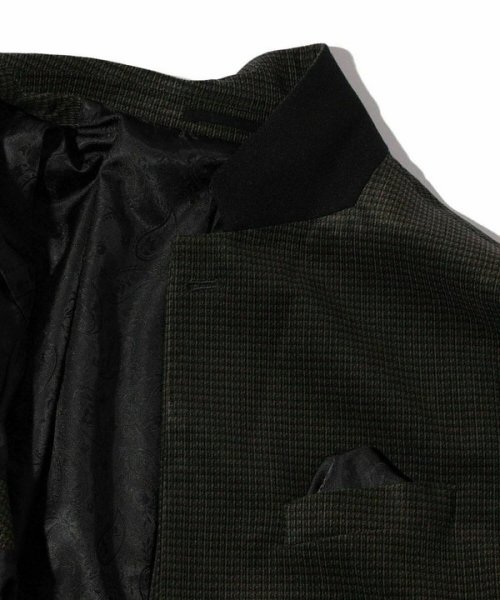 トリコットコーデュロイ千鳥格子プリントテーラードジャケット＜セットアップ対応＞ 