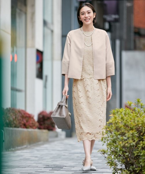 【洗える】グログランノーカラー ジャケット 