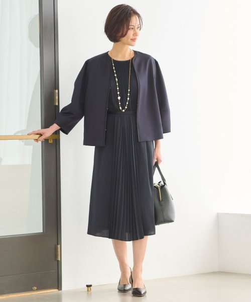 【洗える】グログランノーカラー ジャケット 