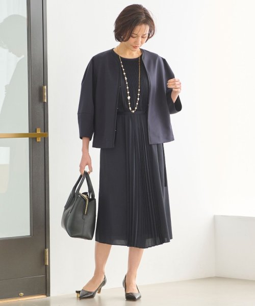 【洗える】グログランノーカラー ジャケット 