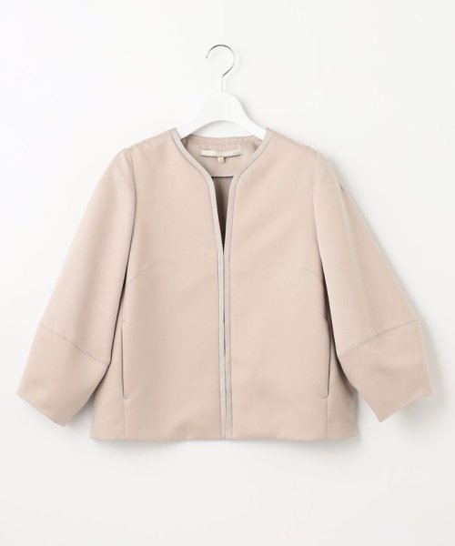 【洗える】グログランノーカラー ジャケット 