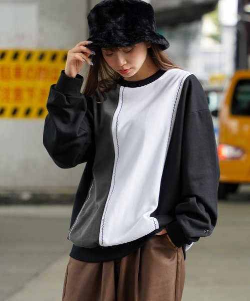 1111clothing(ワンフォークロージング)/オーバーサイズ クルーネック スウェット メンズ ビッグ トレーナー レディース ビッグスウェット 刺繍 メンズトレーナー ステッチ加工 トップス 長袖/img18