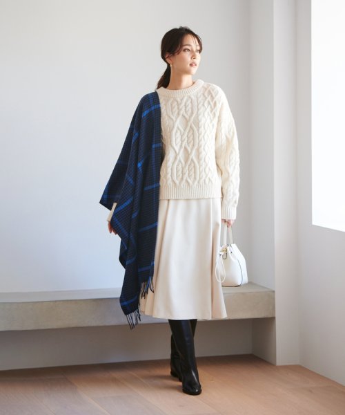 カシミヤブレンド パターンストール（千鳥格子/グレンチェック） 