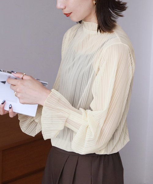 フレアスリーブシアーカットソー(aq23132066) 人気・おすすめ｜使いやすい・旅行におすすめ 品質保証 全国発送 在庫限り