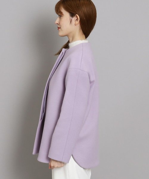 【日本製/オンオフ可】ゆったりきれいめノーカラーショートコート 