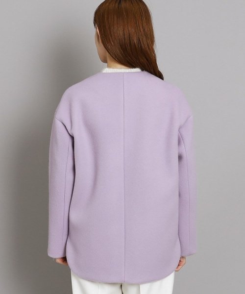 【日本製/オンオフ可】ゆったりきれいめノーカラーショートコート 