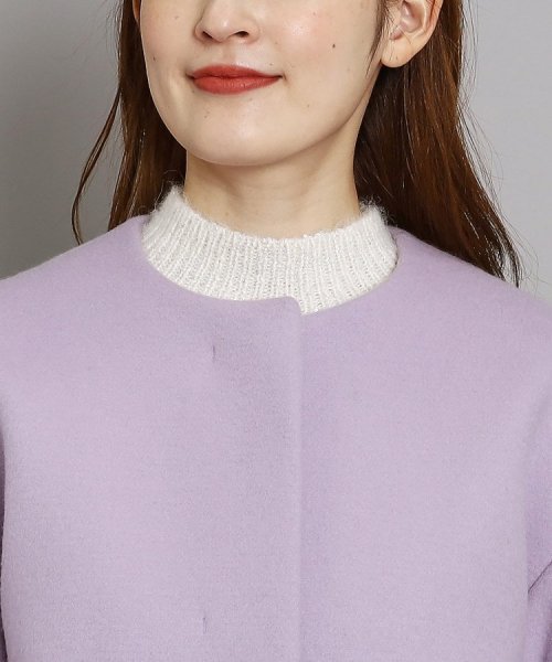 【日本製/オンオフ可】ゆったりきれいめノーカラーショートコート 