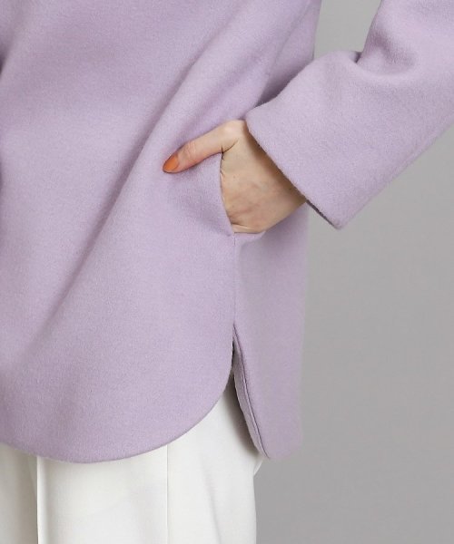 【日本製/オンオフ可】ゆったりきれいめノーカラーショートコート 