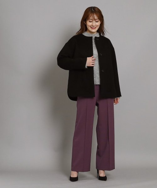 【日本製/オンオフ可】ゆったりきれいめノーカラーショートコート 