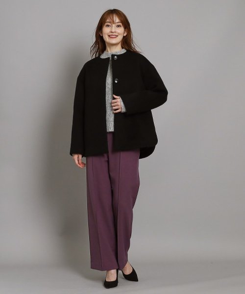 【日本製/オンオフ可】ゆったりきれいめノーカラーショートコート 