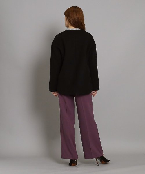 【日本製/オンオフ可】ゆったりきれいめノーカラーショートコート 