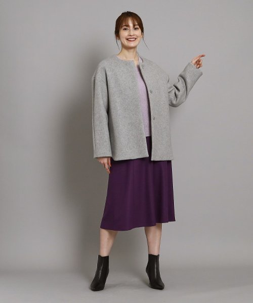 【日本製/オンオフ可】ゆったりきれいめノーカラーショートコート 