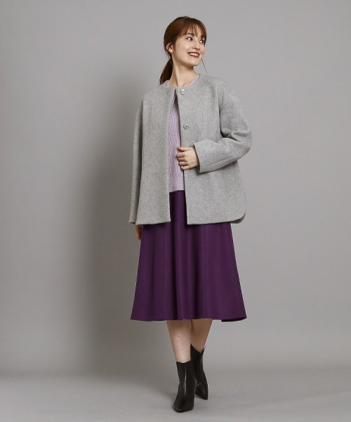 【日本製/オンオフ可】ゆったりきれいめノーカラーショートコート 