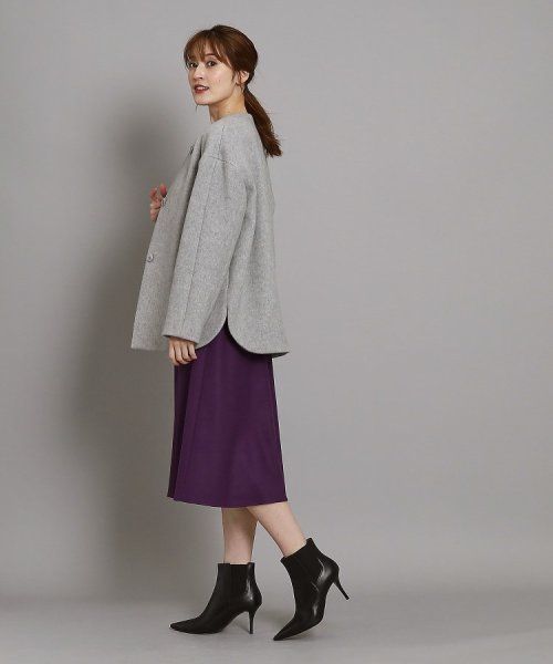 【日本製/オンオフ可】ゆったりきれいめノーカラーショートコート 