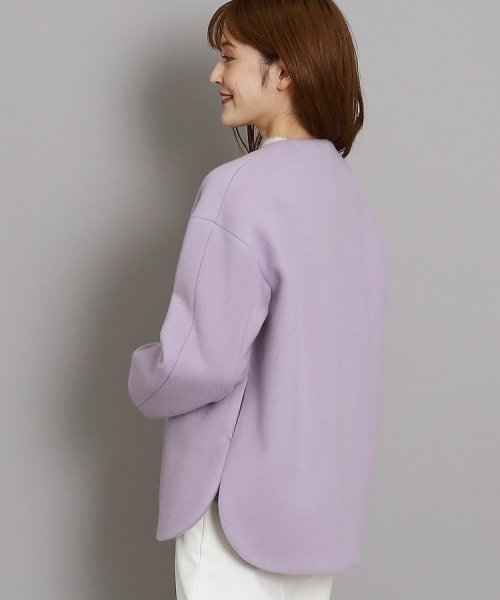 【日本製/オンオフ可】ゆったりきれいめノーカラーショートコート 