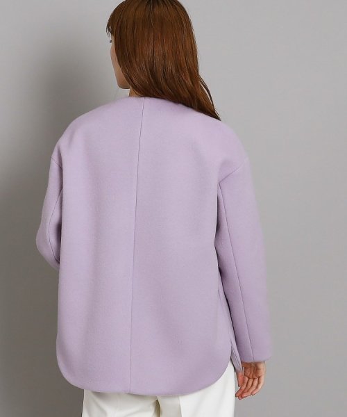 【日本製/オンオフ可】ゆったりきれいめノーカラーショートコート 