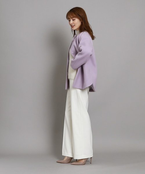 【日本製/オンオフ可】ゆったりきれいめノーカラーショートコート 