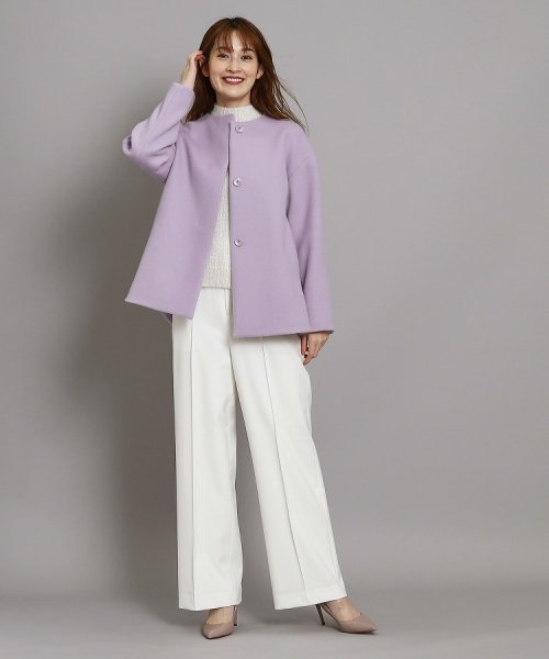 【日本製/オンオフ可】ゆったりきれいめノーカラーショートコート 