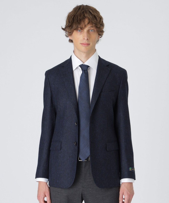 di Pray ネイビーヘリンボーンジャケット(505661511)｜HANKYU MEN'S