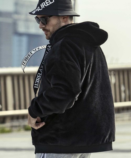 1PIU1UGUALE3 RELAX(ウノピゥウノウグァーレトレ リラックス)スピンドルロゴファーブルゾン 袖丈51