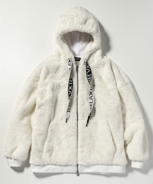 1PIU1UGUALE3 RELAX(ウノピゥウノウグァーレトレ リラックス)スピンドルロゴファーブルゾン 袖丈51