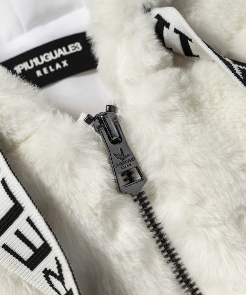 1PIU1UGUALE3 RELAX(ウノピゥウノウグァーレトレ リラックス)スピンドルロゴファーブルゾン 袖丈51