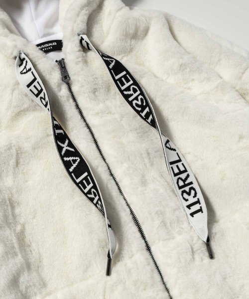 1PIU1UGUALE3 RELAX(ウノピゥウノウグァーレトレ リラックス)スピンドルロゴファーブルゾン 袖丈51