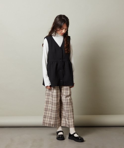 a.v.v(KID'S)(アー・ヴェ・ヴェキッズ)/[120－130]【セットアップ対応】サス付きフロントボタンワイドパンツ/img12