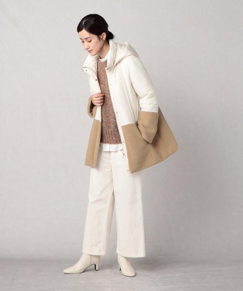 軽くてあったか もこもこボアが可愛い フェイクダウンコート 【Audrey and John Wad】コットンシルク厚中わたフーデッドコート EIM1317738114(10150円)