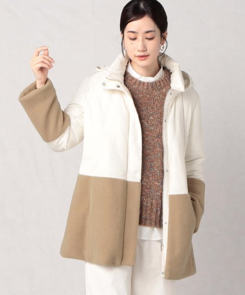 軽くてあったか もこもこボアが可愛い フェイクダウンコート 【Audrey and John Wad】コットンシルク厚中わたフーデッドコート EIM1317738114(10150円)