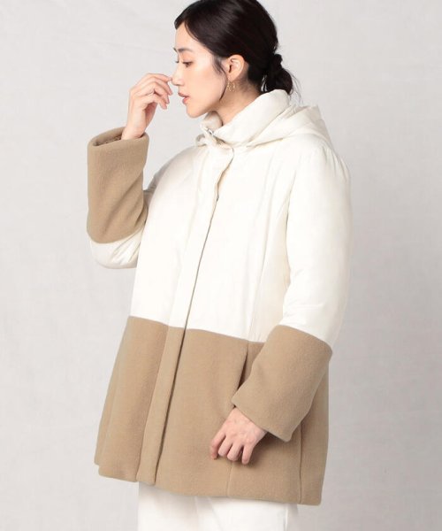 軽くてあったか もこもこボアが可愛い フェイクダウンコート 【Audrey and John Wad】コットンシルク厚中わたフーデッドコート EIM1317738114(10150円)