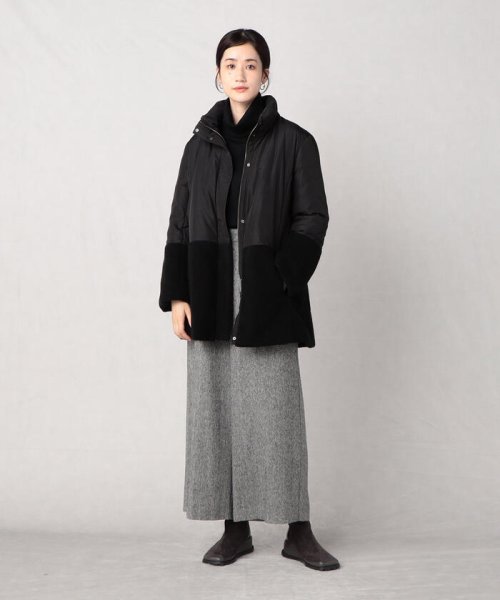 軽くてあったか もこもこボアが可愛い フェイクダウンコート 【Audrey and John Wad】コットンシルク厚中わたフーデッドコート EIM1317738114(10150円)