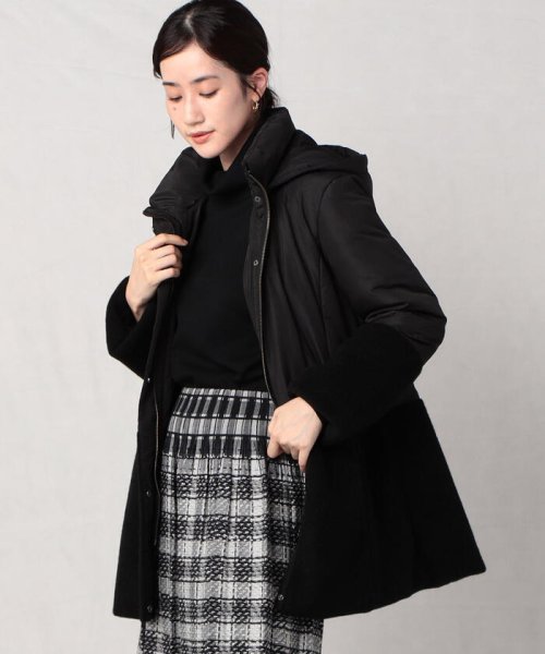 軽くてあったか もこもこボアが可愛い フェイクダウンコート 【Audrey and John Wad】コットンシルク厚中わたフーデッドコート EIM1317738114(10150円)