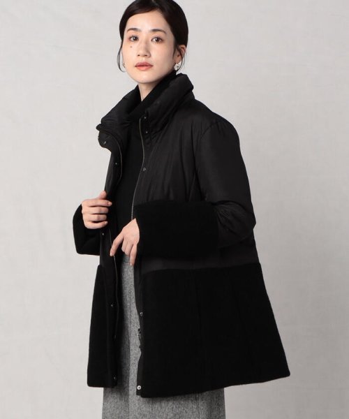 軽くてあったか もこもこボアが可愛い フェイクダウンコート 【Audrey and John Wad】コットンシルク厚中わたフーデッドコート EIM1317738114(10150円)