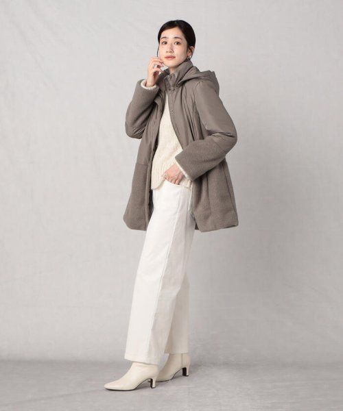 軽くてあったか もこもこボアが可愛い フェイクダウンコート 【Audrey and John Wad】コットンシルク厚中わたフーデッドコート EIM1317738114(10150円)