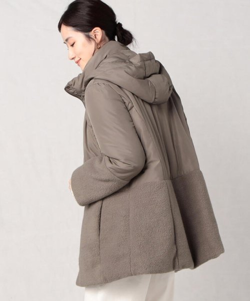 軽くてあったか もこもこボアが可愛い フェイクダウンコート 【Audrey and John Wad】コットンシルク厚中わたフーデッドコート EIM1317738114(10150円)