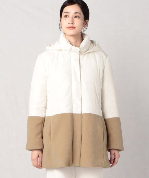 軽くてあったか もこもこボアが可愛い フェイクダウンコート 【Audrey and John Wad】コットンシルク厚中わたフーデッドコート EIM1317738114(10150円)