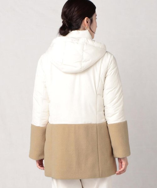 軽くてあったか もこもこボアが可愛い フェイクダウンコート 【Audrey and John Wad】コットンシルク厚中わたフーデッドコート EIM1317738114(10150円)