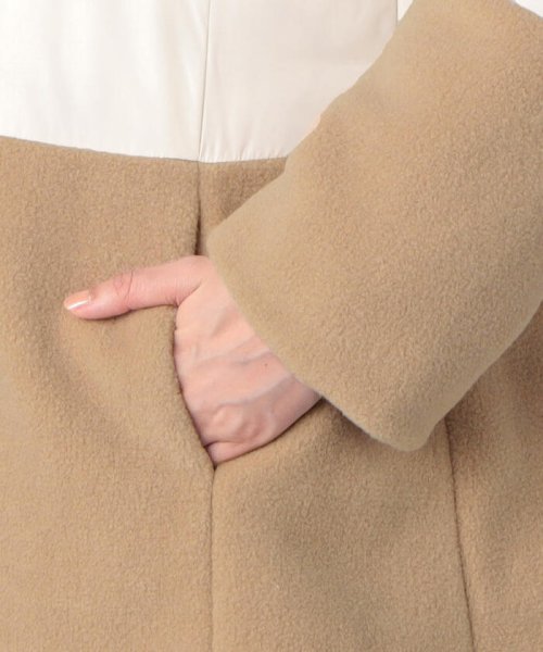 軽くてあったか もこもこボアが可愛い フェイクダウンコート 【Audrey and John Wad】コットンシルク厚中わたフーデッドコート EIM1317738114(10150円)