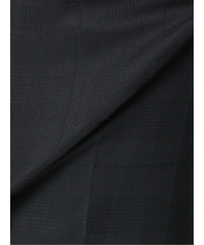 光沢ウール混 スリムフィット 2ボタン3ピーススーツ シャドーチェック黒 メンズ セットアップ ジャケット ビジネス カジュアル 通勤 仕事