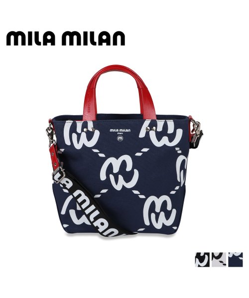 mila milan(ミラ　ミラン)/ミラ・ミラン mila milan バッグ トートバッグ ショルダーバッグ ミニ メンズ レディース ファスナー付き モノグラム ミミ ブラック ホワイト ネイ/img01