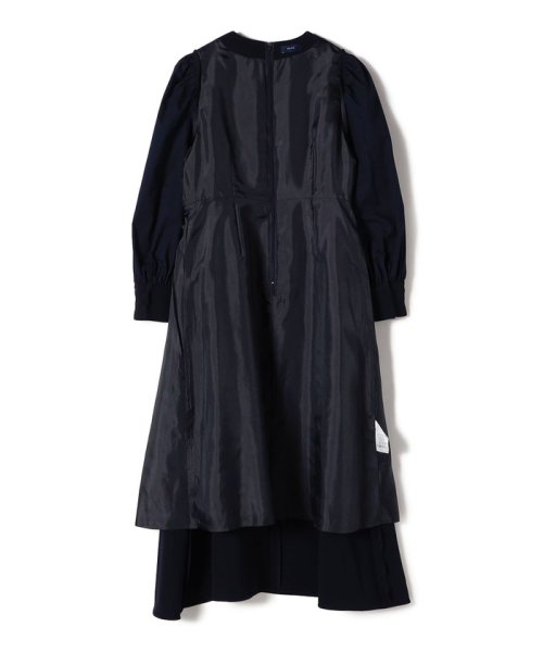 〈手洗い可能〉異素材 コンビ フロント ボタン ワンピース ◇ 