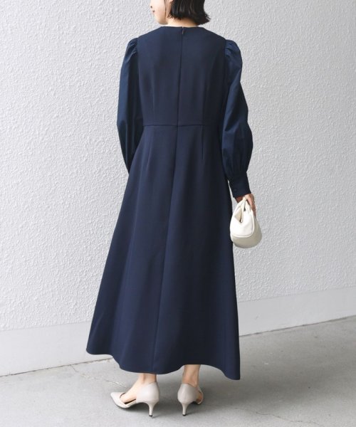 〈手洗い可能〉異素材 コンビ フロント ボタン ワンピース ◇ 